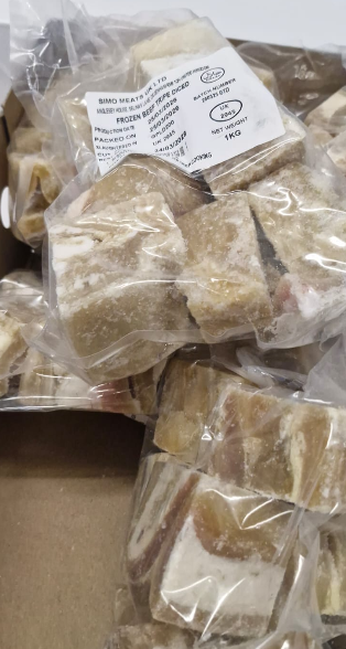 Beef tripe (shaki) washed and cut packed in 1kg