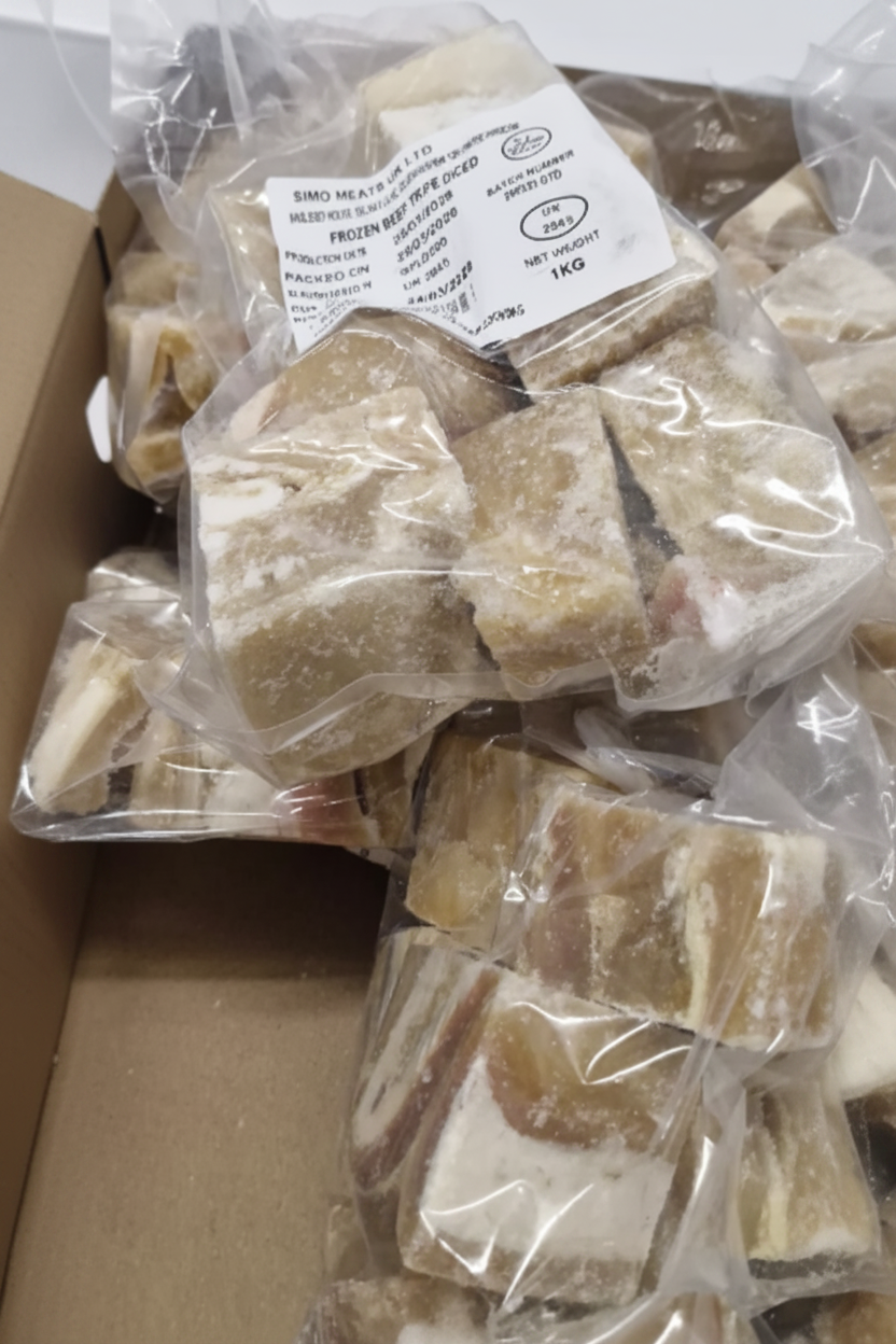 Beef tripe (shaki) washed and cut packed in 1kg